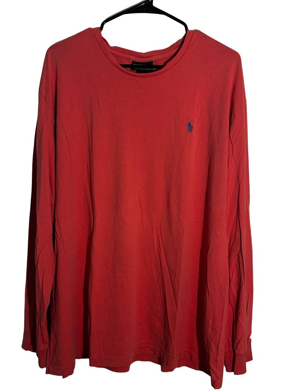 Ralph Lauren Long-Sleeve Crewneck Tee in coral with Blue Pony